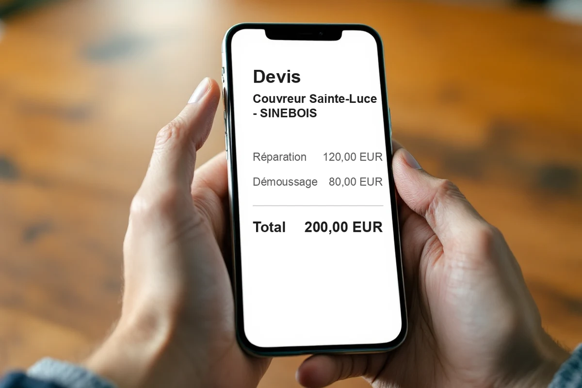Devis couvreur à Sainte-Luce-sur-Loire détaillé et transparent affiché sur smartphone